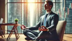 Trader practicing mindfulness to manage emotions in trading.