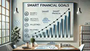 Chart measuring progress towards SMART financial goals.