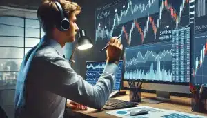 Trader using swing trading strategies to capture market swings.