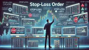 Trader setting stop-loss orders to manage trading risks.