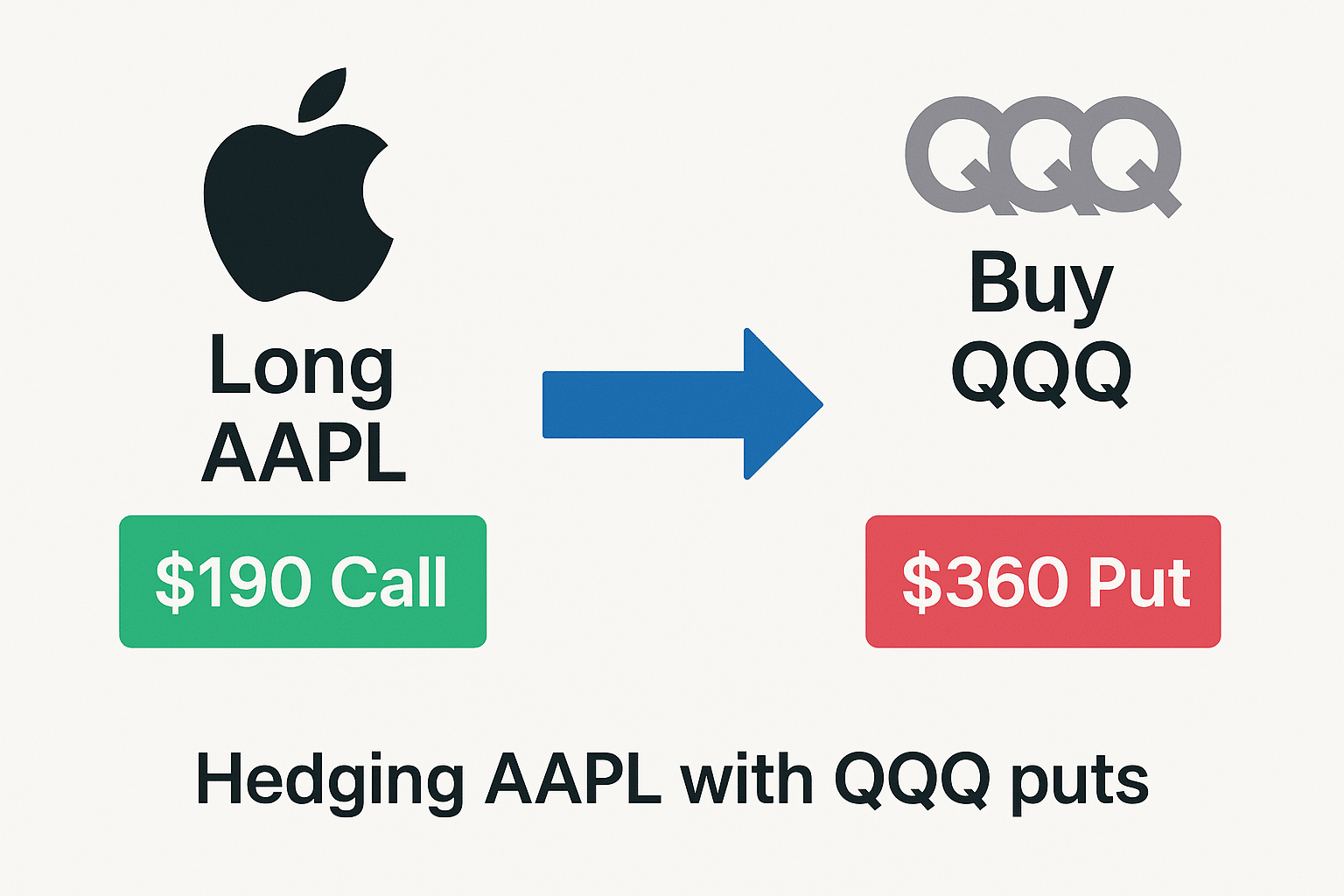 Example of atomic hedge using QQQ puts against an AAPL call